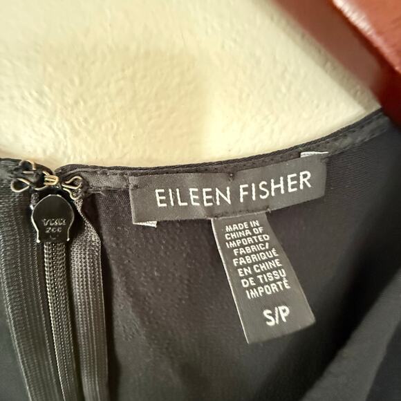 Eileen Fisher Black Drawstring Crepe Cropped Wide Leg Jumpsuit Sz Small Casual - Picture 7 of 13